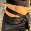 Full length viscose stretch skirt with side piece with matching wrap over top