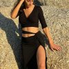 Full length viscose stretch skirt with side piece with matching wrap over top