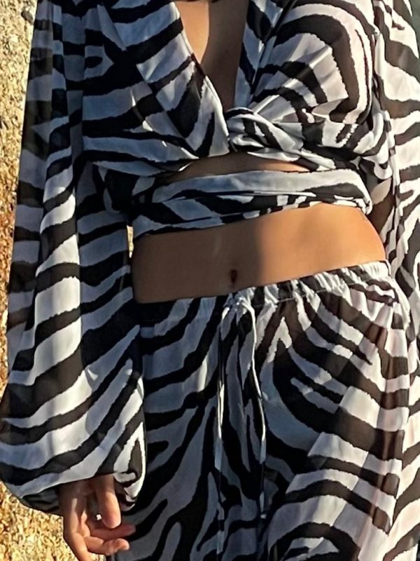 Wrap top and loose drawstring pants